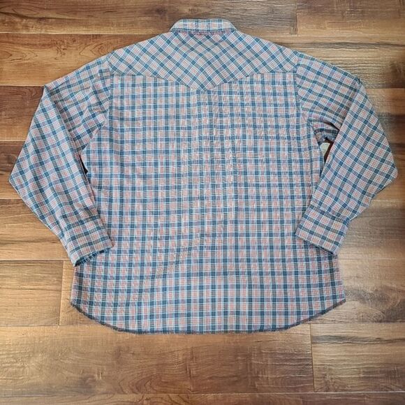 VTG Frontier Shirt Mens XL Retro Country Pearl Snap Plaid Western Cowboy Grandpa - Picture 2 of 12